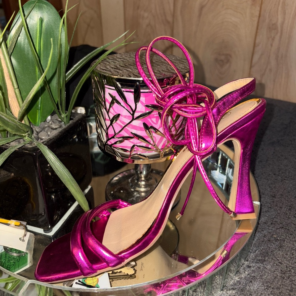 SHEIN Pink Strappy Heels with Stiletto